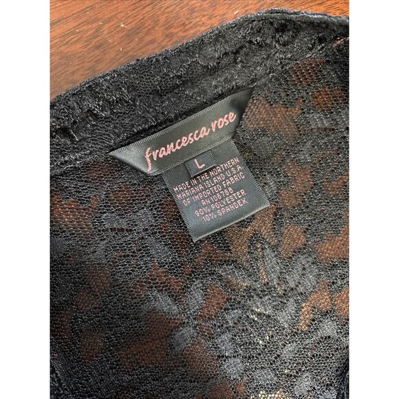 Francesca Rose Sheer Black Lace Cardigan Size Large Whimsigoth Feminine Buttons - Picture 3 of 7